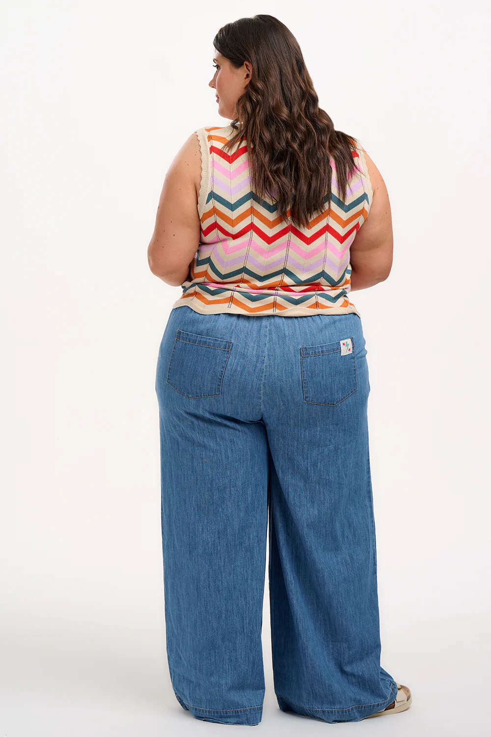 Rosy V-Neck Knit Vest - Cream, Rainbow Chevron Stripes - Image 8