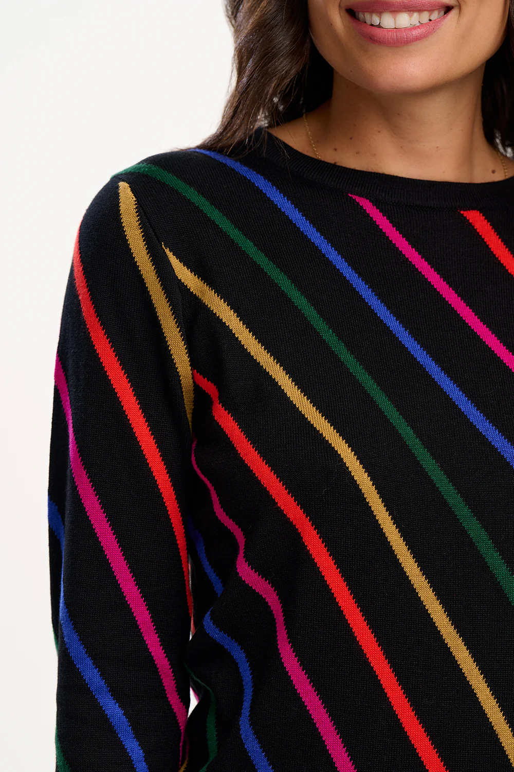 Rowena Jumper - Black, Rainbow Sliding Stripes - Image 3