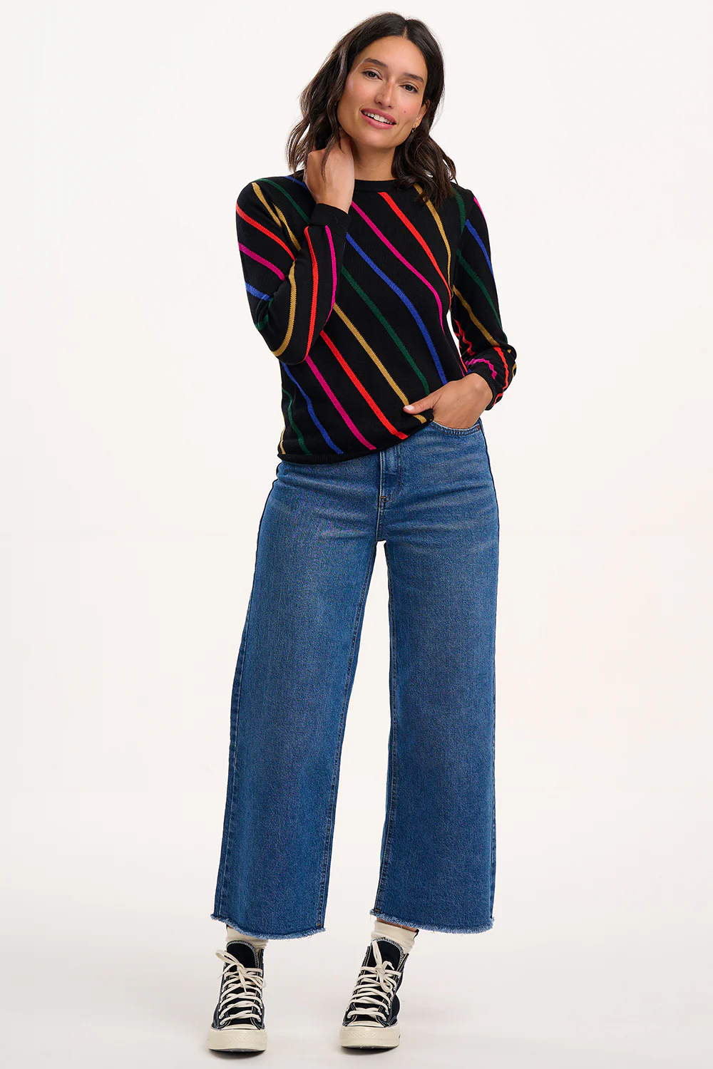 Rowena Jumper - Black, Rainbow Sliding Stripes - Image 5