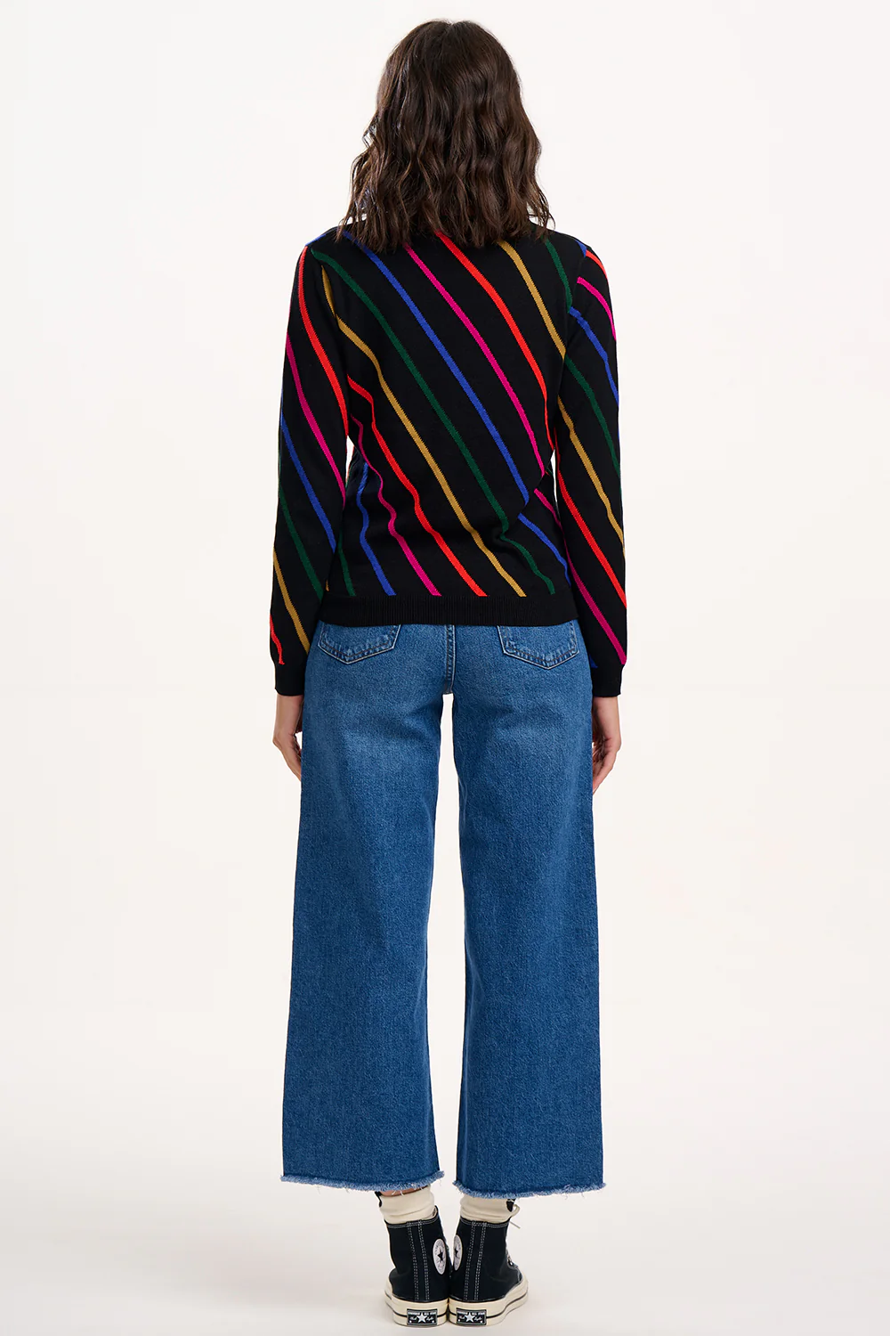 Rowena Jumper - Black, Rainbow Sliding Stripes - Image 6