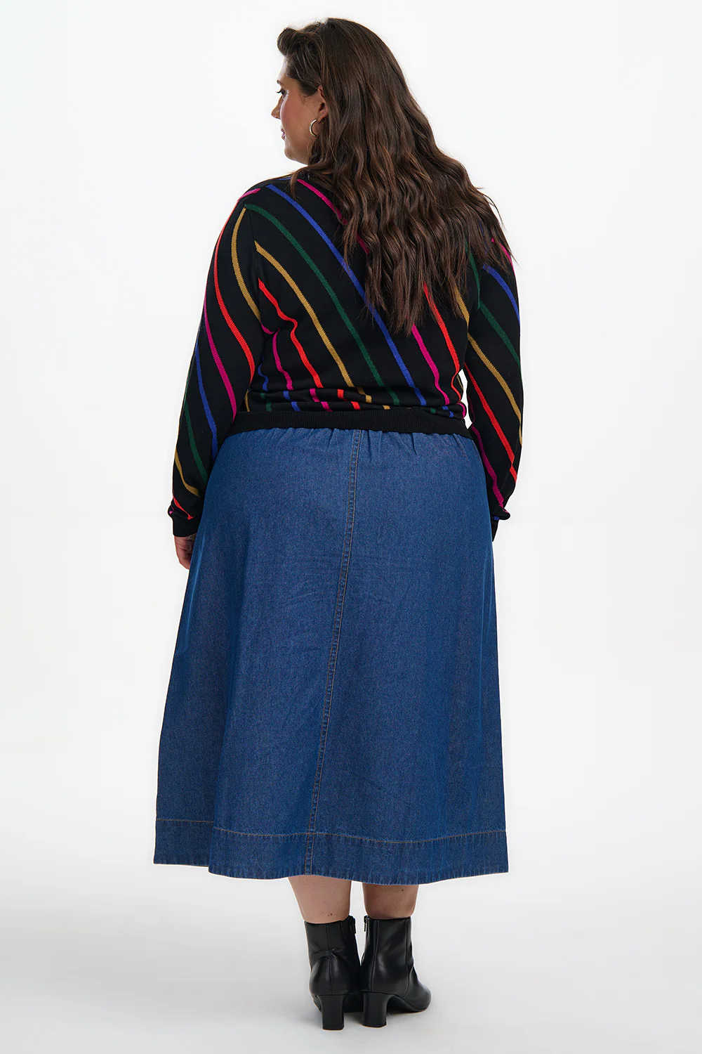 Rowena Jumper - Black, Rainbow Sliding Stripes - Image 7