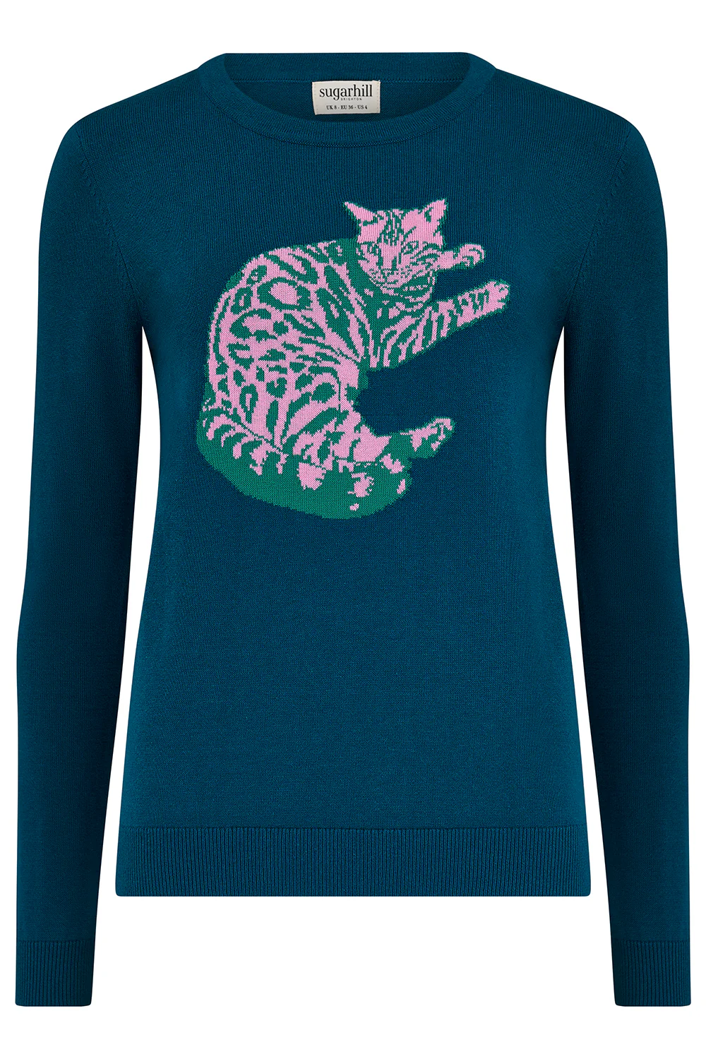 Rowena Jumper - Teal, Sunbathing Kitty Cat - Image 5