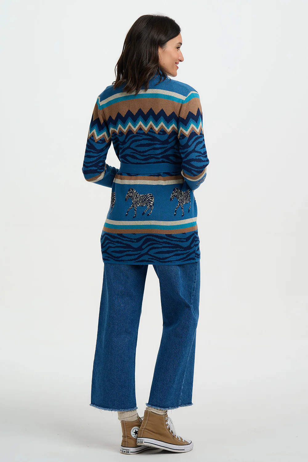 Saira Belted Cardigan - Blue, Desert Zebra - Image 4