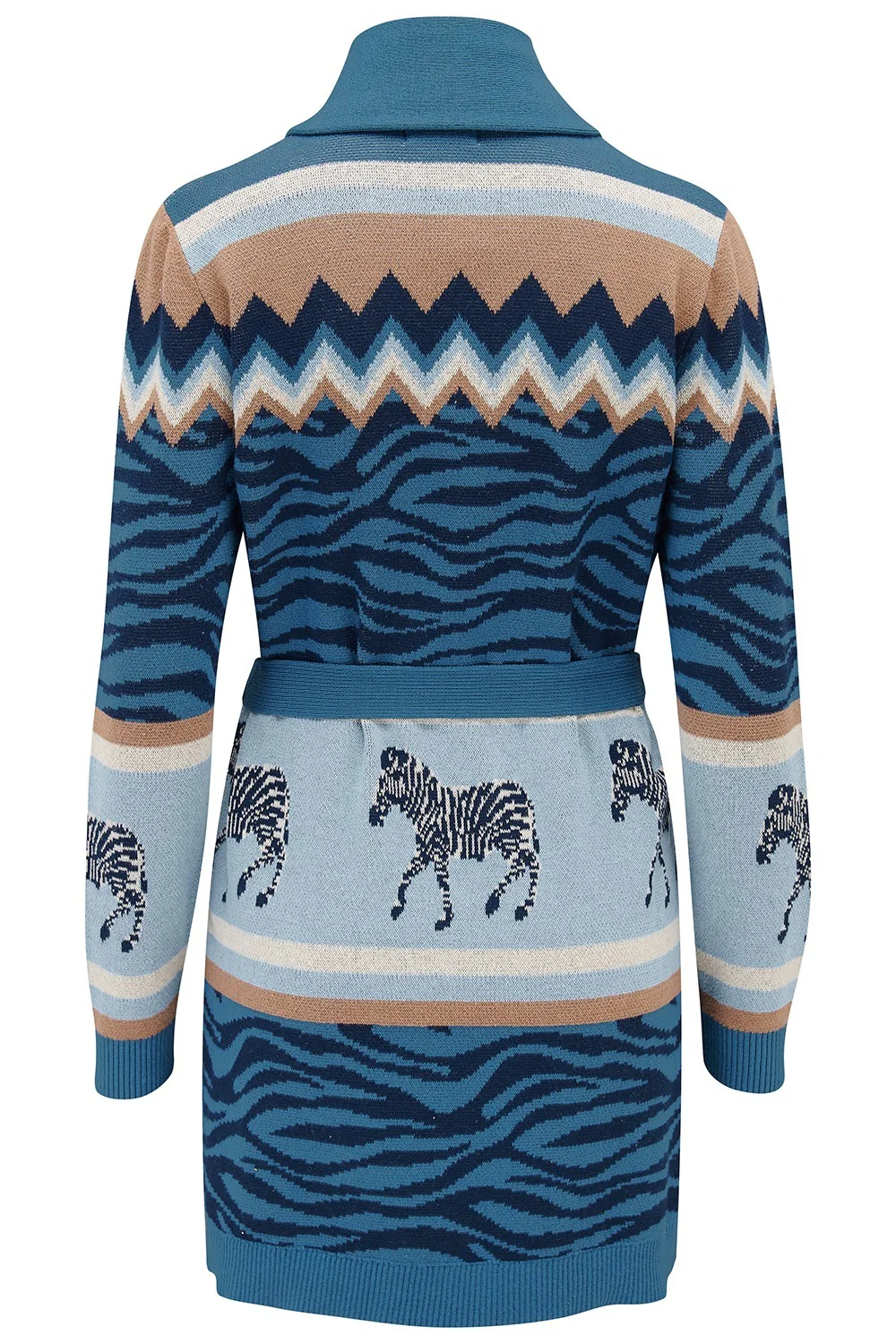 Saira Belted Cardigan - Blue, Desert Zebra - Image 6