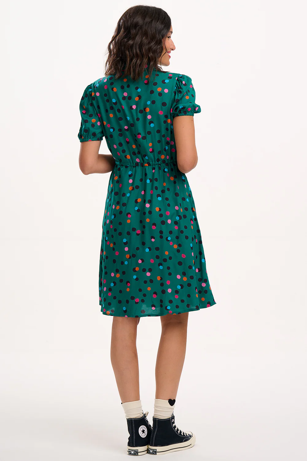 Salma Shirt Dress - Green, Rainbow Dappled Spot - Image 4