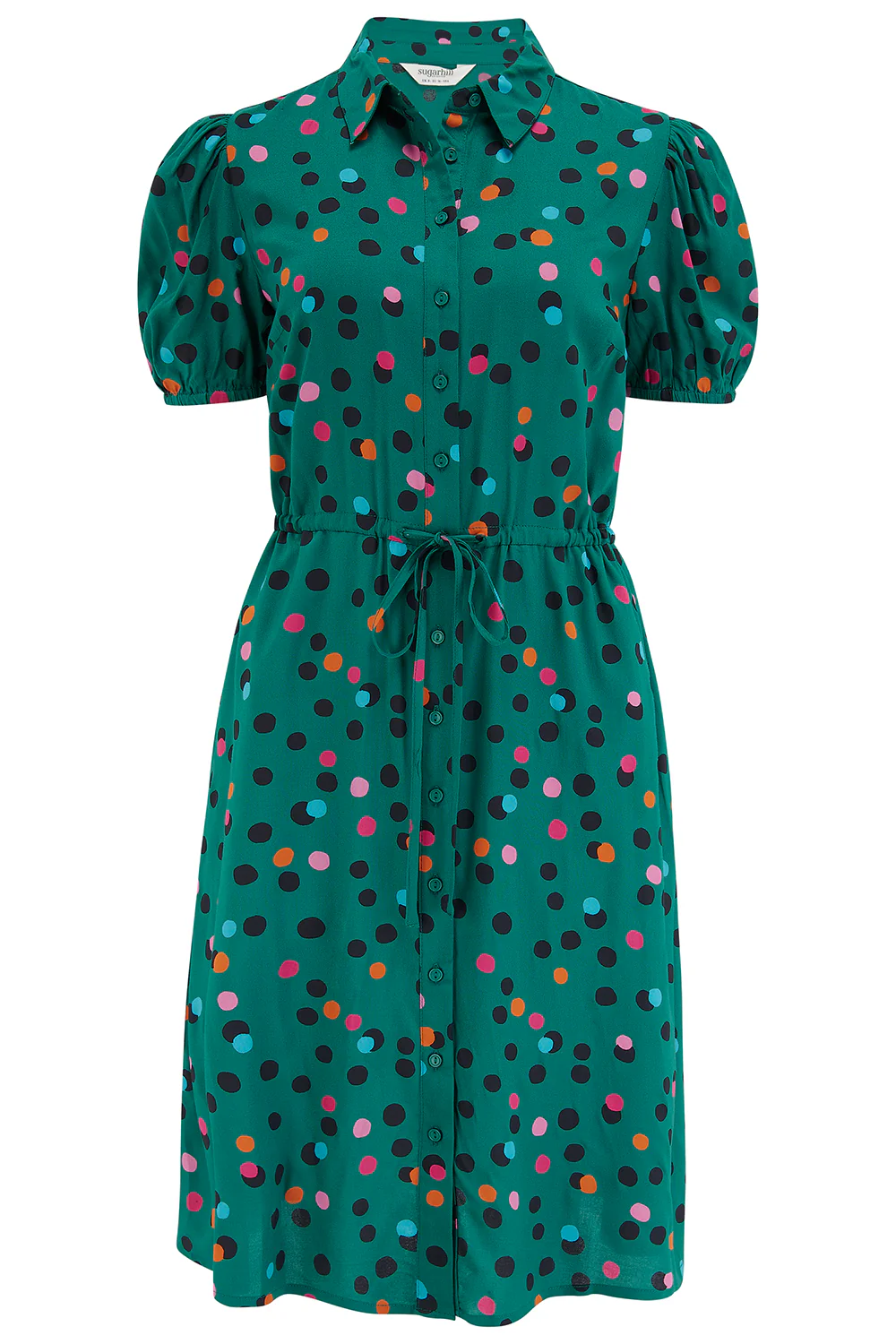 Salma Shirt Dress - Green, Rainbow Dappled Spot - Image 5