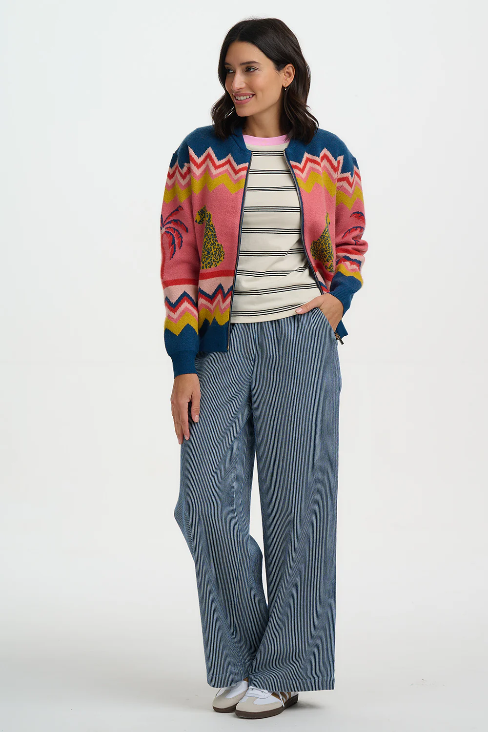 Solana Knitted Bomber - Multi, Leopard And Palms - Image 5