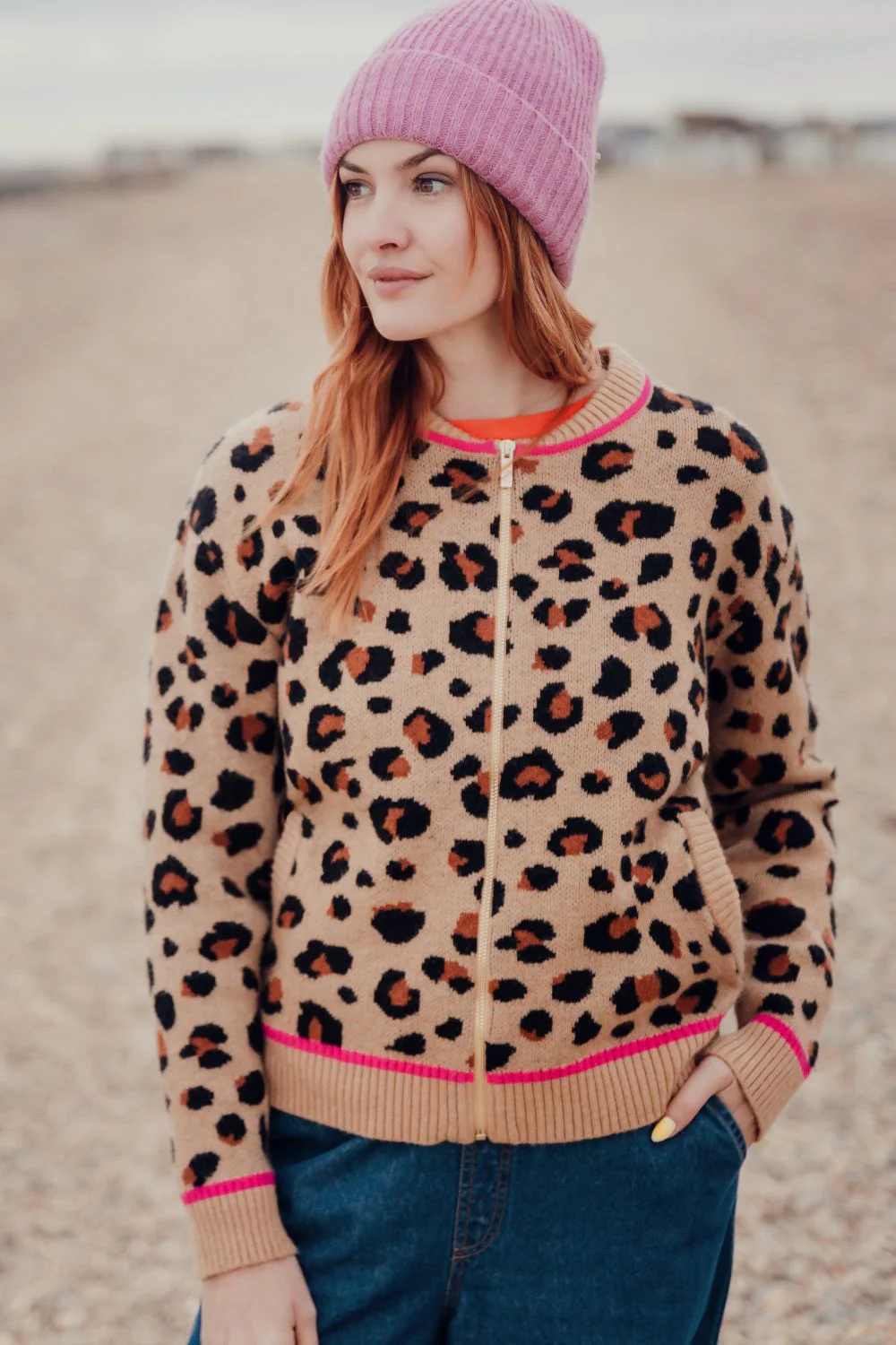Solana Knitted Bomber - Tan/Black, Natural Leopard - Image 9