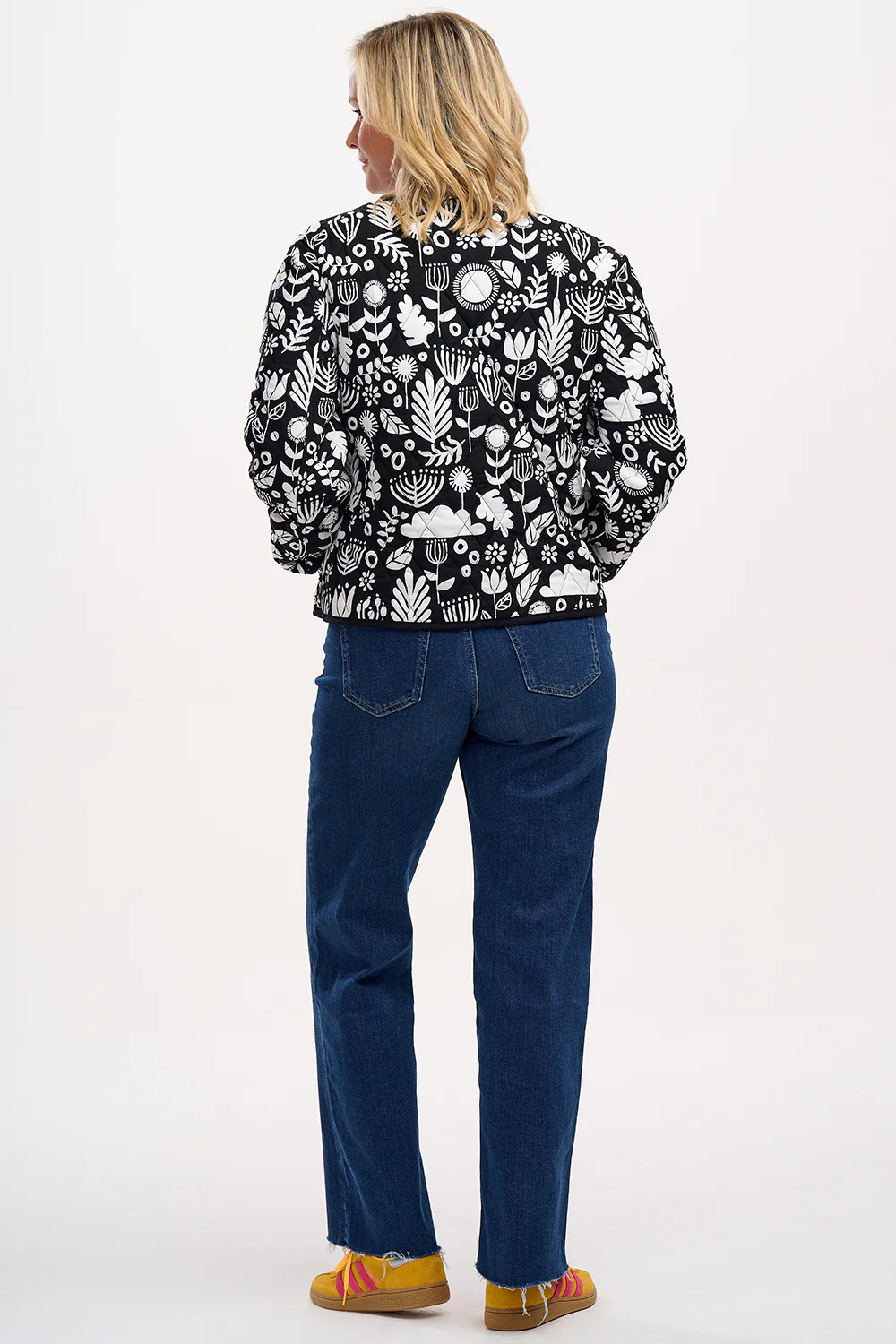 Rocco Quilted Jacket - Monochrome, Folk Floral - Image 3
