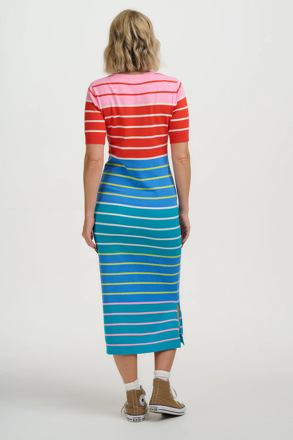 Sybil Knit Midi Dress - Multi, Stripe Sections - Image 4