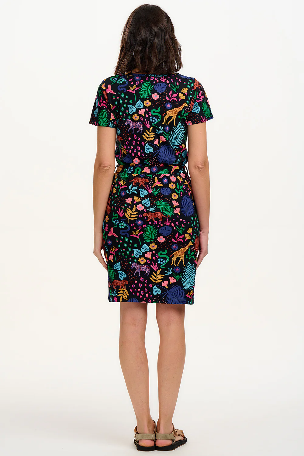 Terri Jersey Mini Dress - Black/Multi, Jungle Spirit - Image 4