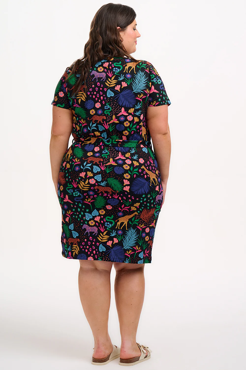 Terri Jersey Mini Dress - Black/Multi, Jungle Spirit - Image 6