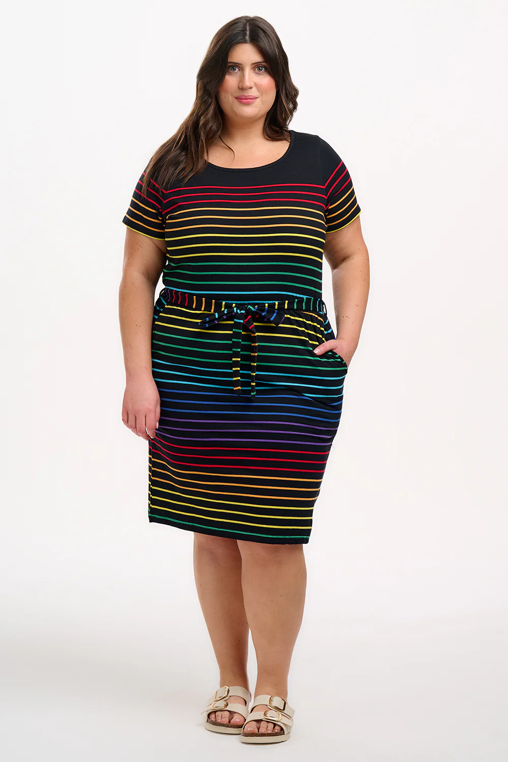 Terri Jersey Mini Dress - Black, Night Rainbow - Image 3