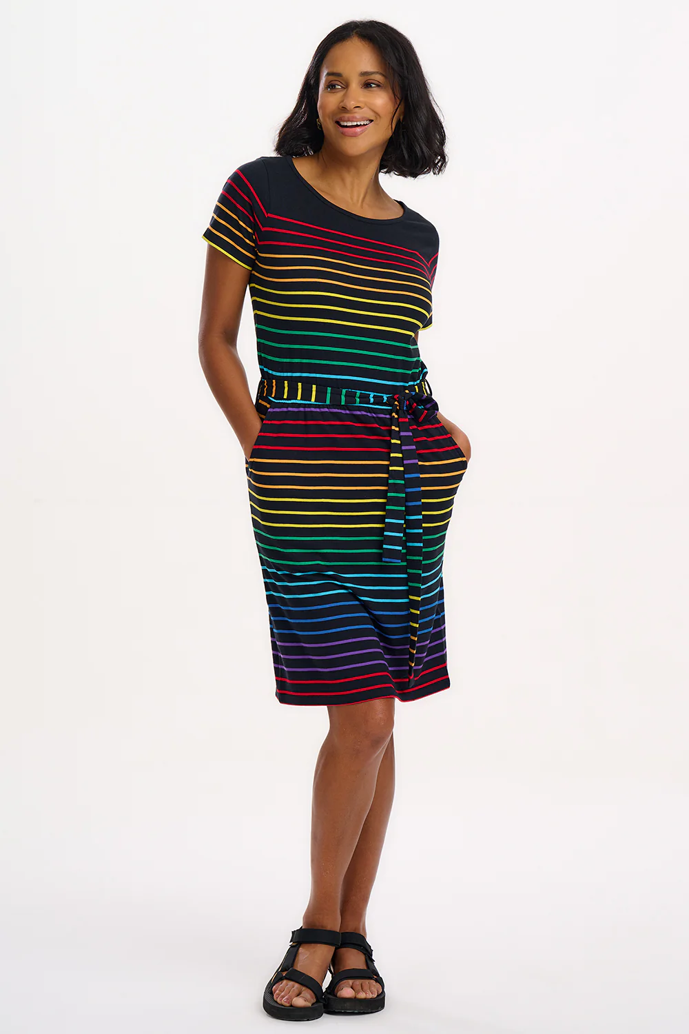 Terri Jersey Mini Dress - Black, Night Rainbow - Image 6