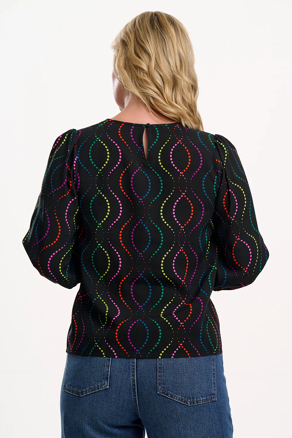 Wendy Blouse - Black, Dotted Waves - Image 5